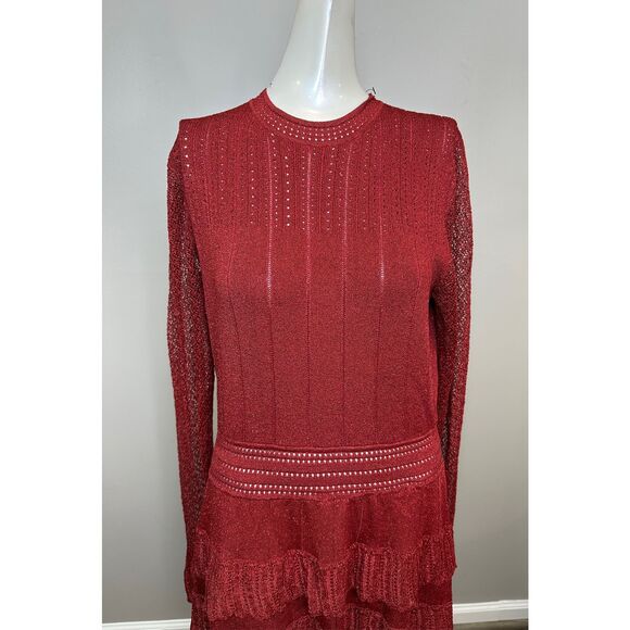 Lela Rose Piper Pointelle Tiered Maxi Dress Size L $1590 - Picture 4 of 9